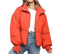 HYMCX Women's Winter Jacket Jacket Winter Warm Bomber Jacket Quilted Jacket Winter Coat Faux Fur Down Jacket Light Outdoor Puffer Jacket Padded (Color : Orange, Size : S)
