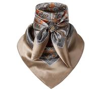 Hymeiluely 35 Inch Wild Rag Cowboy Bandana Scarves for Men, Large Neckerchief Silk Feel Western Neck Scarf for Women, T-khaki Orange, Standard