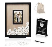 HYMENEX Wedding Guest Book Alternative, Guest Book Wedding Reception, Wedding Guest Book with Wooden Hearts Guest Book Signs for Wedding Anniversary Birthday Party Baby Shower