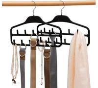 HYMIKO 2 Pack Tie Hanger Belt Tie Jewellery Rack Accessory,360 Degree Rotating Tie Hanger Space Saving Organizer with 11 Sturdy Hooks for Belt,Bow Tie,Scarf and Hat (Black)