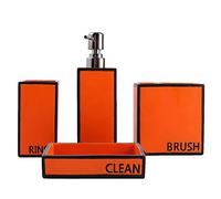 Hymmah Bathroom Accessories Set,Toothbrush Holder,Farmhouse Bathroom Decor,4 Pcs Resin Gift Set Apartment Necessities, Contain Toothbrush Cup,Soap Dispenser,Soap Dish,Tumbler Orange