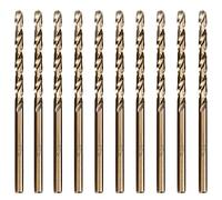 Hymnorq 1/8 Inch Fractional Jobber Twist Drill Bit Set of 10pcs, Heat Resistant M35 Cobalt Steel, Fully Ground and Straight Shank, Suitable for Repeated Drilling in Iron and Stainless Steel