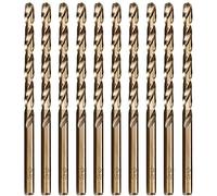 Hymnorq 3/16 Inch Fractional Size M35 Cobalt Steel Extremely Heat Resistant Jobber Length Twist Drill Bit Set of 10pcs with Straight Shank for Repeated Drilling in Stainless Steel and Iron