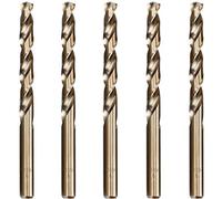 Hymnorq 5-Piece M35 Cobalt Steel Drill Bits Set for Metals, 9mm Diameter, 135° Split Point, Dual Twist Flute, Straight Shank, Bronze Finish - Durable PP Plastic Case, DIN338 Standard