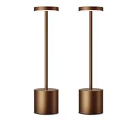 HYMZP Rechargeable Cordless Table Lamps, 34CM Portable 6000mAh Battery Table Light, 3 Color Stepless Dimming LED Table Light with Memory Function, for Outdoor/Patio/Restaurant (2 Pack Brown)