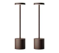 HYMZP Rechargeable Cordless Table Lamps, 34CM Portable 6000mAh Battery Table Light, 3 Color Stepless Dimming LED Table Light with Memory Function, for Outdoor/Patio/Restaurant (2 Pack Rust)