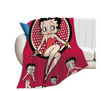 HYN Betty Boop Blanket for Sofa Flannel Throw Soft Blankets Gift for Mon Size 50''x40'' (red 2)