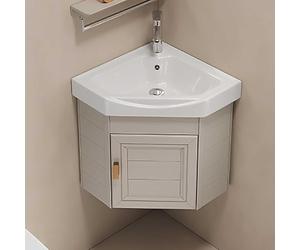 Hynbdes Corner Sinks Corner Bathroom Vanity Cabinet with Sink, Wall Mounted Utility Washing Hand Basin Design, Hot & Cold Faucet Combo,Bathroom Vanities Set for Small Space khaki-38 * 38