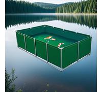 Hynbdes Fish & Aquatic Pets Pool Pond, PVC Ponds With Drain Valve, Steel Frame Simple Swimming Pool,Temporary Holding Tank For Saltwater Fish blue-green-1 * 1 * 0.9m