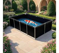 Hynbdes Fish & Aquatic Pets Pool Pond, PVC Ponds With Drain Valve, Steel Frame Simple Swimming Pool,Temporary Holding Tank For Saltwater Fish blue-black-3 * 1 * 0.8m