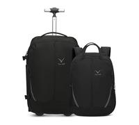 Hynes Eagle 2-in-1 Travel Backpack with Wheels, Waterproof Carry-On Suitcase & Personal Item Bag Set for Ryanair/Easyjet Cabin, Hand Luggage Backpack Rucksack for Men & Women, Dark Black