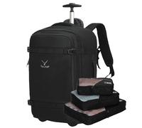 Hynes Eagle Rolling Backpack 42L Backpack with Wheels Airline Approved Carry on Luggage Laptop Travel Backpack for Women Men Jet Black with 3PCS Packing Cubes Set Black, Jet Black, L, 42l Rolling