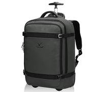 Hynes Eagle Travel Wheeled Backpack 42L Carry on Rolling Backpack 17inch Laptop Rucksack with Wheels Large Flight Approved Hand Luggage Roller Cases Suitcase Gray