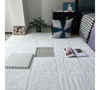 HynJGih 10 Pieces Plush Foam Interlocking Floor Rug Pad, Square Puzzle Carpet Tiles For Room, Living, Bedroom(White)