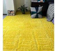 HynJGih 10 Pieces Plush Foam Interlocking Floor Rug Pad, Square Puzzle Carpet Tiles For Room, Living, Bedroom(Yellow)