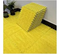HynJGih 10pcs Plush Foam Floor Tiles, Square Interlocking Carpet Tiles, Soft Fluffy Foam Puzzle Floor Mat(Yellow)