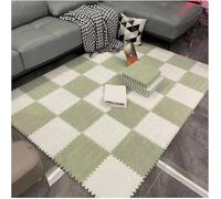 HynJGih 10pcs Plush Foam Floor Tiles, Square Interlocking Carpet Tiles, Soft Fluffy Foam Puzzle Floor Mat(Green+white)