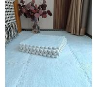 HynJGih 18 Plush Foam Carpet Tiles, Interlocking Puzzle Floor Mats, Non-Slip, Fluffy Small Rugs(Blue,60x60cm)