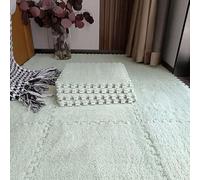 HynJGih 18 Plush Foam Carpet Tiles, Interlocking Puzzle Floor Mats, Non-Slip, Fluffy Small Rugs(Mint Green,30x30cm)