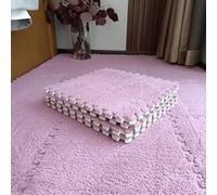 HynJGih 18 Plush Foam Carpet Tiles, Interlocking Puzzle Floor Mats, Non-Slip, Fluffy Small Rugs(Pink,60x60cm)