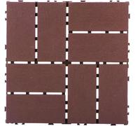 HynJGih 50 Plastic Interlocking Wood Composite Decking Tiles, Outdoor Patio Decorative Flooring, Square Waterproof Floor Tiles(Brown Red)