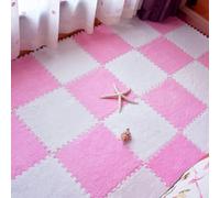 HynJGih Interlocking Foam Floor Tiles, 12/16/18pcs, Plush Square Jigsaw Puzzle Mat, Plush Crawling Mat, Cuttable(Pink+white,18pcs)
