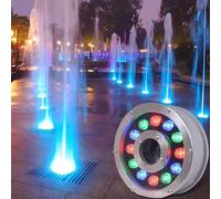 HynJGih Submersible LED Fountain Light, LED Ring RGB Light Color Changing Light with Remote Control, Medium Hole Landscape Spotlight(9W(12V))