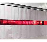 HynJGih Welding Blankets, Screens w/Red Transparent View Window, for Warehouse, Maintenance Workshop(3.5x3 m/11.5x9.8 ft)