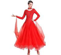 Hynyjxjy A,3XL, Ballroom Dance Dresses for Women Embroidery Salsa Foxtrot Performance Costumes Waltz Clothing Social Dancing Outfit