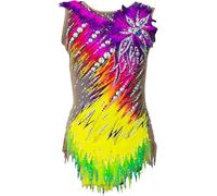 Hynyjxjy A,4/6, Girl's Rhythmic Gymnastics Leotards Flower Gymnastics Competition Costume Figure Skating Dress Ice Skating Wear