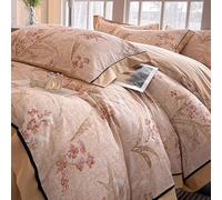 Hynyjxjy B,1.8m, Pure Cotton Cover Set 4 Pcs Home Bedding Set Soft Durable Bedding Reversible 100% Cotton Quilt Set for Bedroom Decor