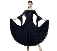 Hynyjxjy B,3XL, Sequins Ballroom Dancing Dresses Women's Modern Dance Costumes Waltz Performance Dancing Outfit Flamenco Dance Clothes