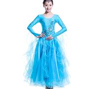 Hynyjxjy B,XXL, Ballroom Dancing Dresses for Women Waltz Performance Costumes Round Neck Salsa Dance Clothing Flamenco Dancing Outfit
