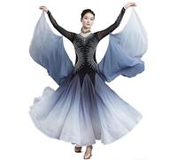 Hynyjxjy Black,3XL, Ballroom Dancing Competition Dresses Gradient Waltz Dance Clothes For Women Social Dance Wear Foxtrot Dancing Outfit