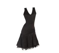 Hynyjxjy Black,L, V-Neck Latin Performance Costume Ballroom Dancing Dresses for Women Tango Dancing Outfit Salsa Cha Cha Dance Clothes