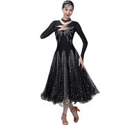 Hynyjxjy Black,L, Women's Ballroom Competition Dresses Long Sleeve Waltz Dancing Clothes Social Dance Costumes Tango Dancing Outfit