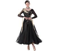 Hynyjxjy Black,M, Ballroom Competition Dresses for Women Applique Waltz Dancing Outfit Modern Dance Costumes Flamenco Dance Clothes