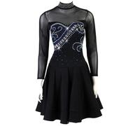 Hynyjxjy ,Black,M, High Collar Latin Dancing Outfit Women's Tango Performance Dance Wear Ballroom Dance Dresses Salsa Dancing Costume