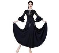 Hynyjxjy Black,XL, Ballroom Dance Dresses Women's Sequins Waltz Performance Dancewear Salsa Dancing Clothing Foxtrot Dancing Outfit