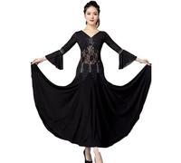 Hynyjxjy Black,XL, Ballroom Dancing Performance Dresses Women's Lace Social Dance Costumes Salsa Dance Clothes Waltz Dancing Outfit