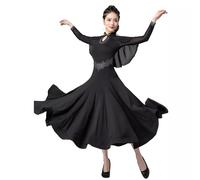 Hynyjxjy Black,XL, Ballroom Dresses for Women Waltz Training Dance Clothes Tango Salsa Dancing Costumes Flamenco Dancing Outfit Big Swing