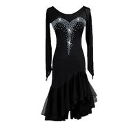 Hynyjxjy ,Black,XL, Round Neck Latin Dancing Clothes Slim Fit Ballroom Dancing Dresses for Women Tango Dance Costumes Cha Cha Dance Outfit