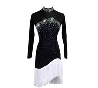 Hynyjxjy ,Black,XL, Women's Fringed Latin Dance Outfit Salsa Dancing Performance Skirt Backless Ballroom Dancing Dress Tango Dance Clothes