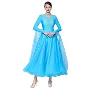 Hynyjxjy Blue,3XL, Ballroom Dance Dresses National Standard Dancewear for Women Waltz Competition Dancing Clothes Salsa Dancing Outfit