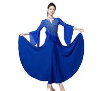 Hynyjxjy Blue,3XL, Women's Backless Ballroom Dancing Dresses Waltz Performance Dance Outfit Social Dancing Clothes Modern Dance Costumes