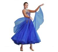 Hynyjxjy ,Blue,L,Women's Backless Ballroom Dresses National Standard Dancing Clothes Waltz Competition Dancing Outfit Social Dancewear