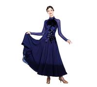 Hynyjxjy Blue,L, Women's Velvet Ballroom Dance Dresses Waltz Performance Dancing Outfit Modern Dance Costumes Foxtrot Dancing Clothes