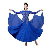 Hynyjxjy Blue,M, Ballroom Dancing Dresses Women's Waltz Dancing Clothes National Standard Competition Dancewear Flamenco Dance Outfit