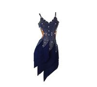 Hynyjxjy ,Blue,M, Women's Latin Dancing Costume Salsa Dancing Outfit Backless Ballroom Dance Competition Dresses Cha Cha Dance Clothing