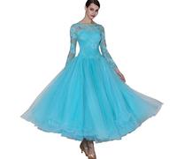 Hynyjxjy Blue,S, Women's Lace Ballroom Dancing Dresses Foxtrot Dancing Outfit Waltz Performance Dance Clothes Flamenco Dance Costumes